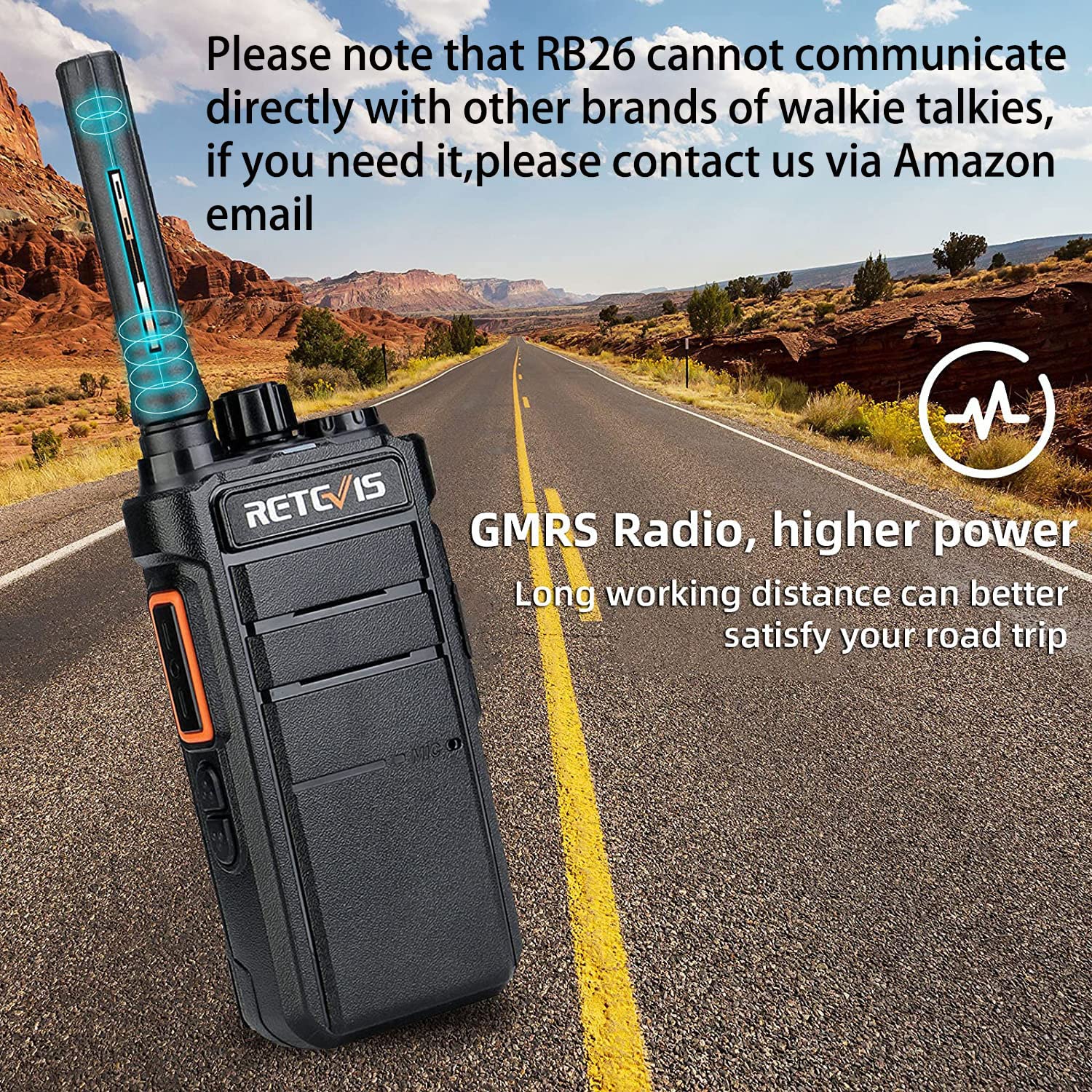 Retevis RB26 Long Range Walkie Talkies - 2 Pack, 2-Way Radios with 2000mAh Rechargeable Battery, USB-C Charging & Flashlight - Emergency Communication for Camping, Hiking, Outdoor Adventures and Group Activities