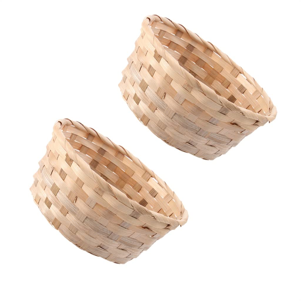 2-Pack Bamboo Storage Baskets - Natural Woven Easter Egg Basket for Vegetables, Fruits & Home Decor (Beige) | Perfect for Kitchen Organization, Easter Egg Hunts & Farmhouse Style Decor