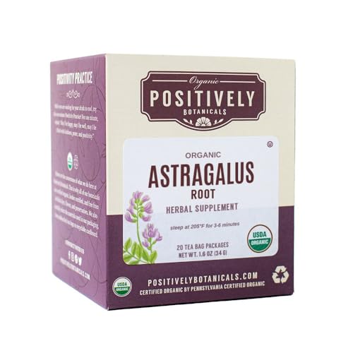 Organic Astragalus Tea Bags - 20 Count | Herbal Immune Support & Wellness | Perfect for Daily Detox, Stress Relief & Relaxation