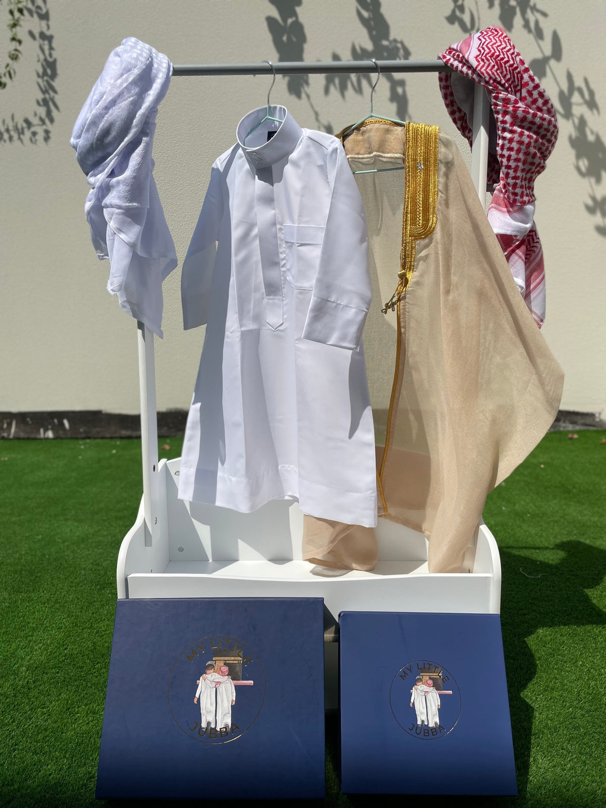 Premium Baby Boy Thobe Gift Set - Beige Bisht for 0-12 Months | 4-Piece Outfit for Newborns, Eid, Baptism & Special Occasions