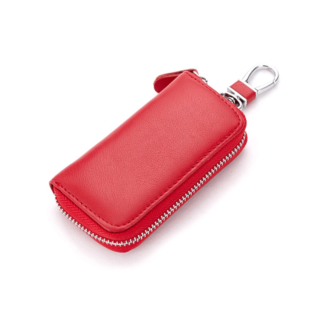 Genuine Leather Key Chain Holder - RFID Blocking Car Key Pouch with ID & Credit Card Slots - Premium Wallet for Men & Women - Perfect for Travel, Work, and Everyday Use