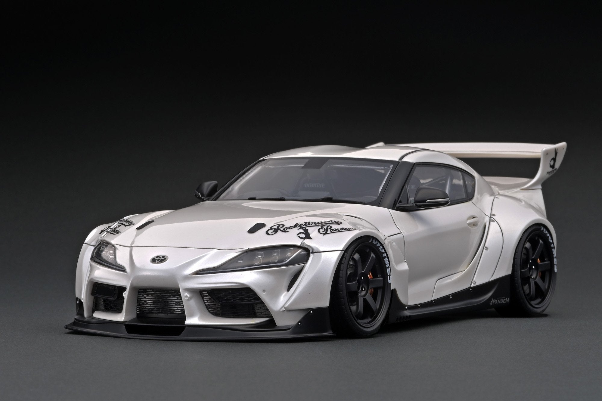 1:18 Scale Toyota GR Supra (A90) Rocket Bunny Pandem Diecast Model Car - Pearl White Finish - Collectible Toy Car for Display & Racing Enthusiasts - Perfect for Home Office Decor, Car Shows & Gift Giving