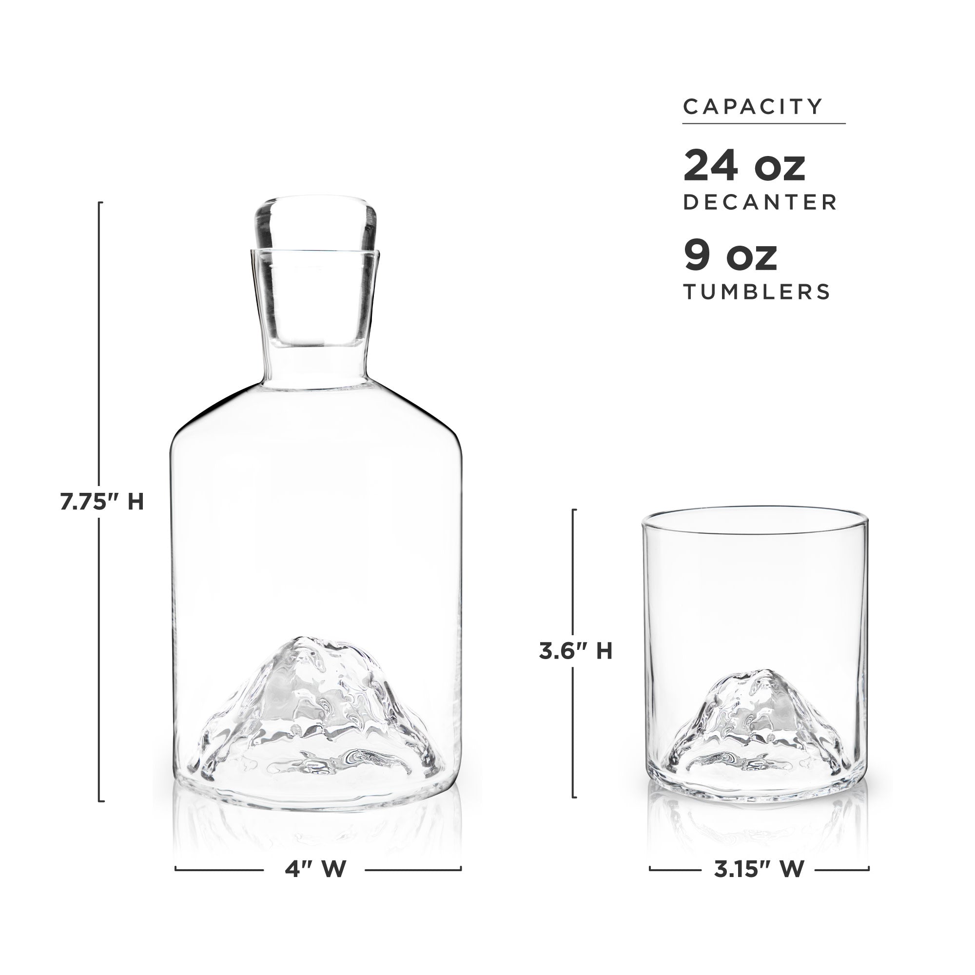 Premium Mountain Crystal Decanter and Whiskey Tumbler Set - 6-Piece Elegant Glassware for Bourbon, Scotch & Wine - Perfect for Home Bars, Gifts & Entertaining