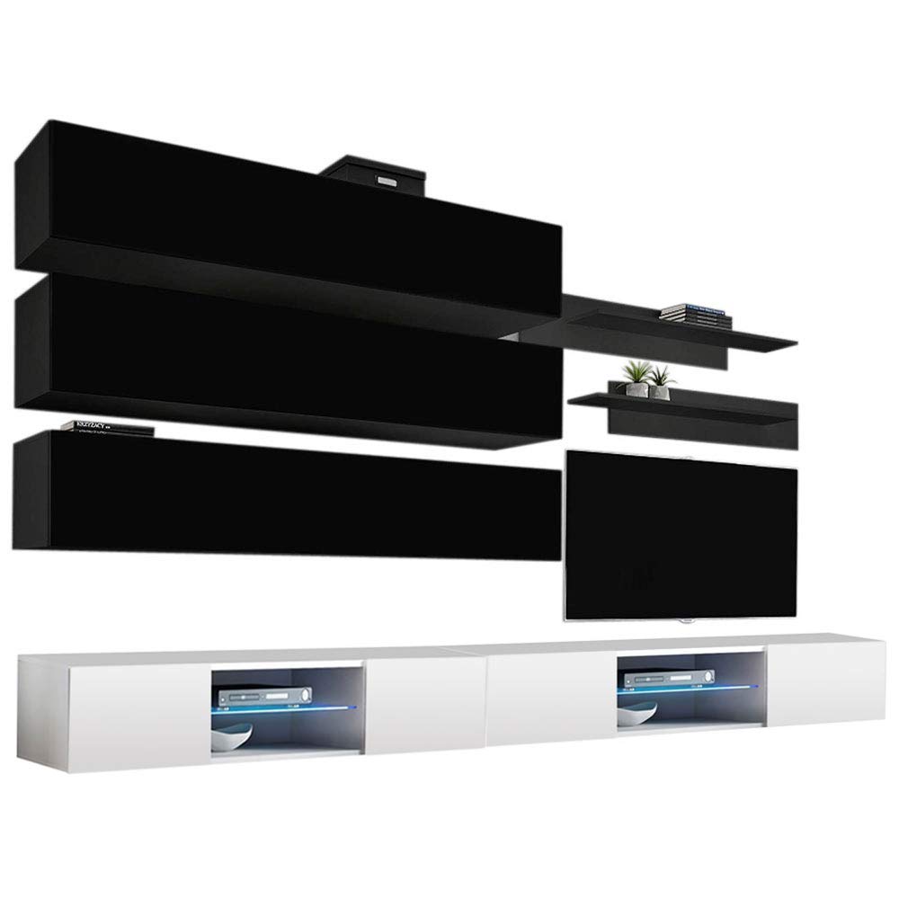 Modern Floating TV Stand with Storage & LED Lights - Wall-Mounted Entertainment Center Console for Bedroom & Living Room - 33