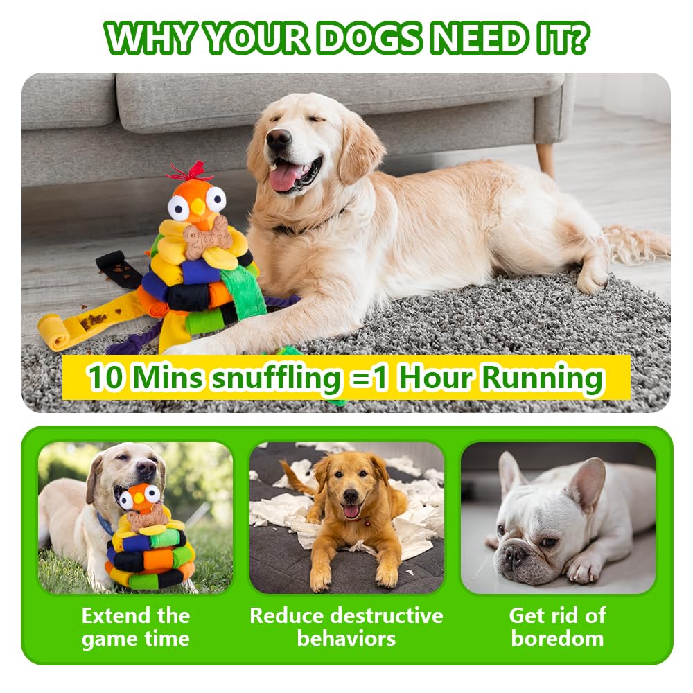 Interactive Snuffle Chicken Dog Toy - Slow Feeder Puzzle Ball for Small, Medium & Large Breeds - Cute Squeaky Enrichment Game for Boredom & Anxiety Relief - Perfect for Halloween, Training & Indoor Playtime