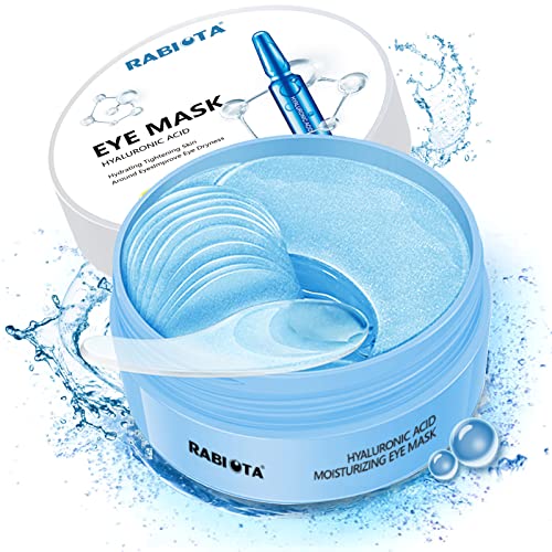 RABIOTA Under Eye Patches - 30 Pairs Hyaluronic Acid & Collagen Eye Gel Pads for Dark Circles, Wrinkles, Fine Lines & Puffiness - Anti-Aging Eye Mask Treatment (Blue) | Perfect for Night Routine, Travel & Morning Skincare