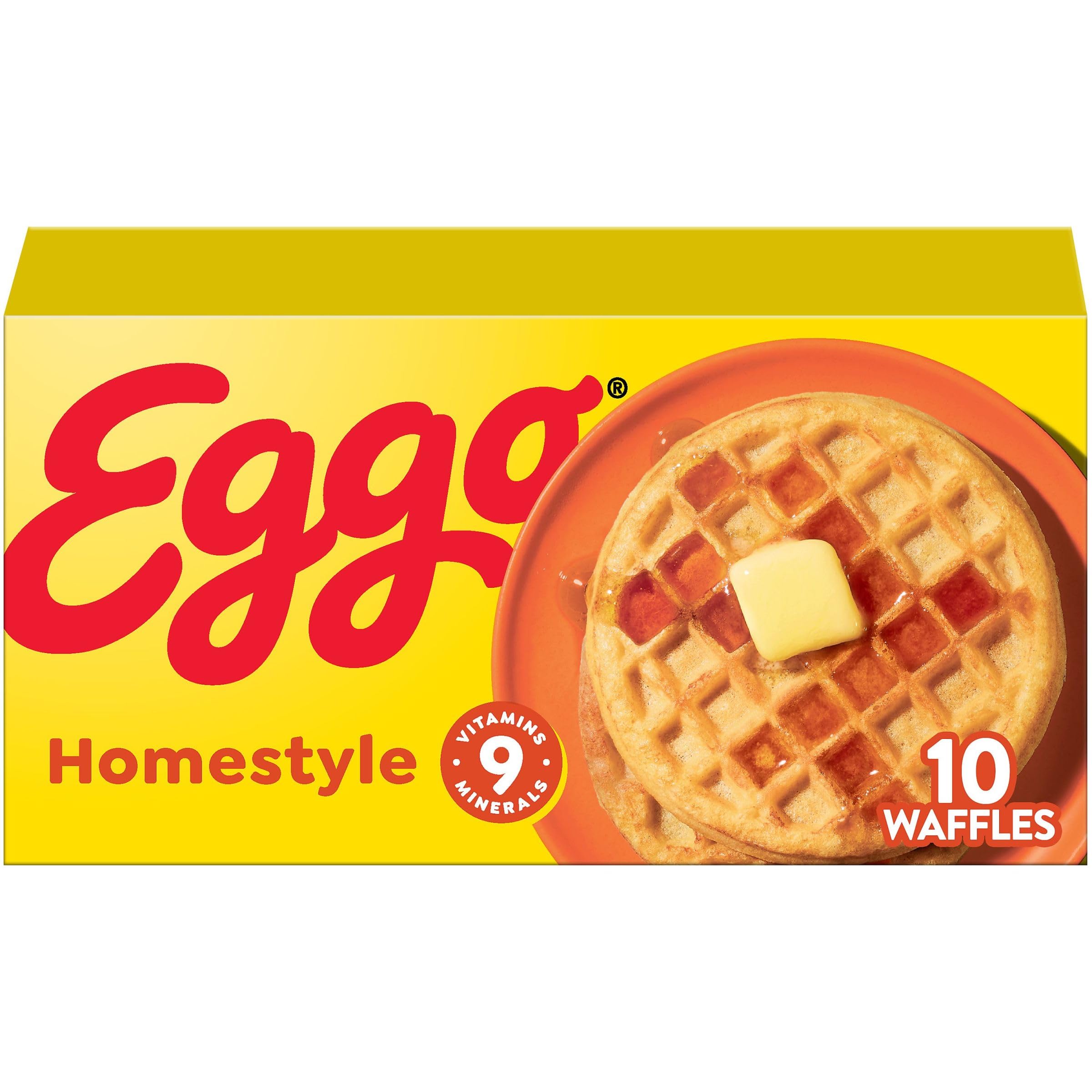Eggo Homestyle Frozen Waffles - Original Flavor, 10 Count (12.3oz) - Quick Breakfast Food for Busy Mornings, School Lunches & Family Breakfasts