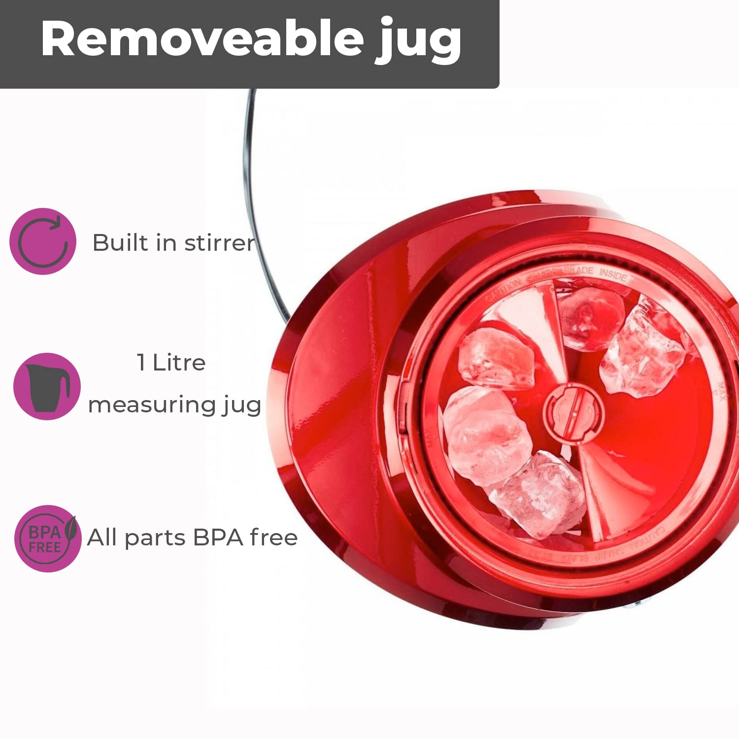 Electric Ice Crusher Slush Machine - Neo Crushed Ice Maker with Removable Jug for Slushies, Cocktails, Frappe, Coffee & Iced Tea - Perfect for Home Bars, Parties & Summer Drinks (Red)