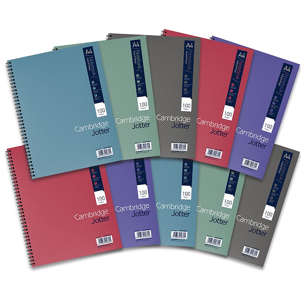Cambridge A4 Jotter Notebook - Ruled 100 Pages, Pack of 10 - Premium Writing Paper for School, Office & Journaling | Perfect for Students, Professionals & Note-Taking