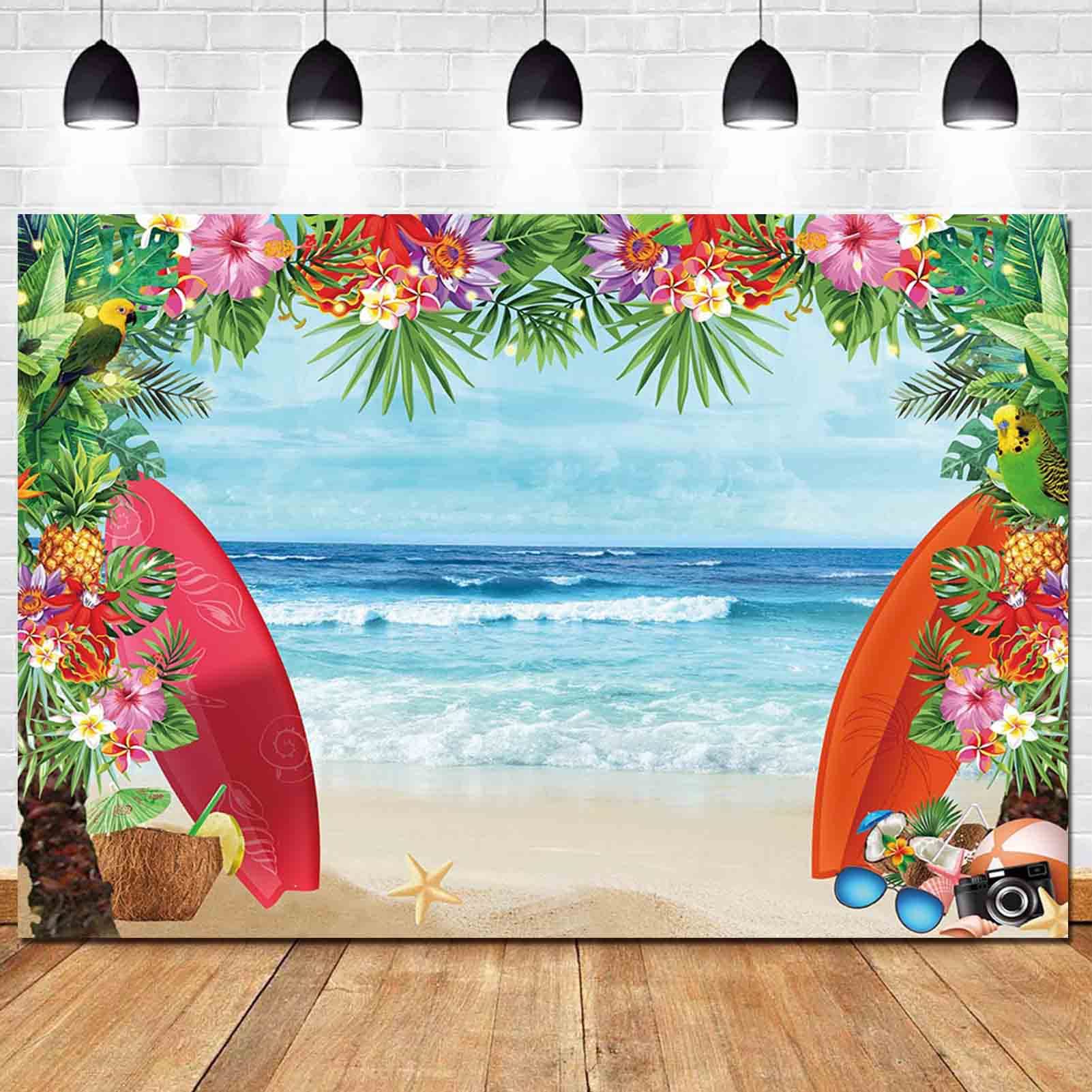 5x3FT Tropical Beach Photo Backdrop - Summer Hawaii Sea Theme Fabric Background for Luau Party, Baby Shower, Birthday Decor & Studio Photography | Perfect for Kids Events, Cake Tables & Beach-Themed Celebrations