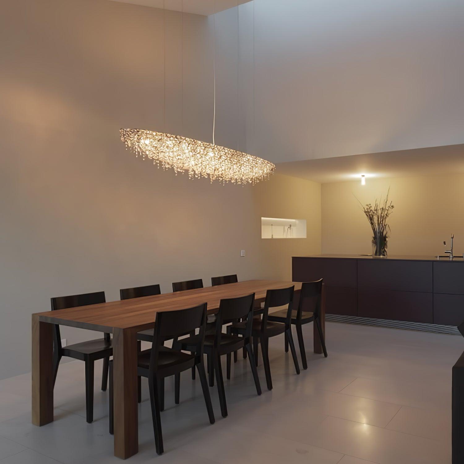 Elegant Crystal Chandelier for Dining Room - Modern Boat Style Ceiling Light Fixture for Home Decor, Wedding & Luxury Events