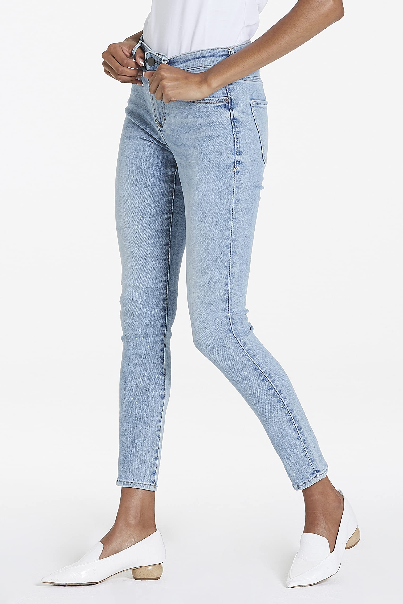 DEAR JOHN Gisele Women's Skinny Leg Jeans - Mid Rise Stretch Denim Pants for Casual Wear & Everyday Outfits