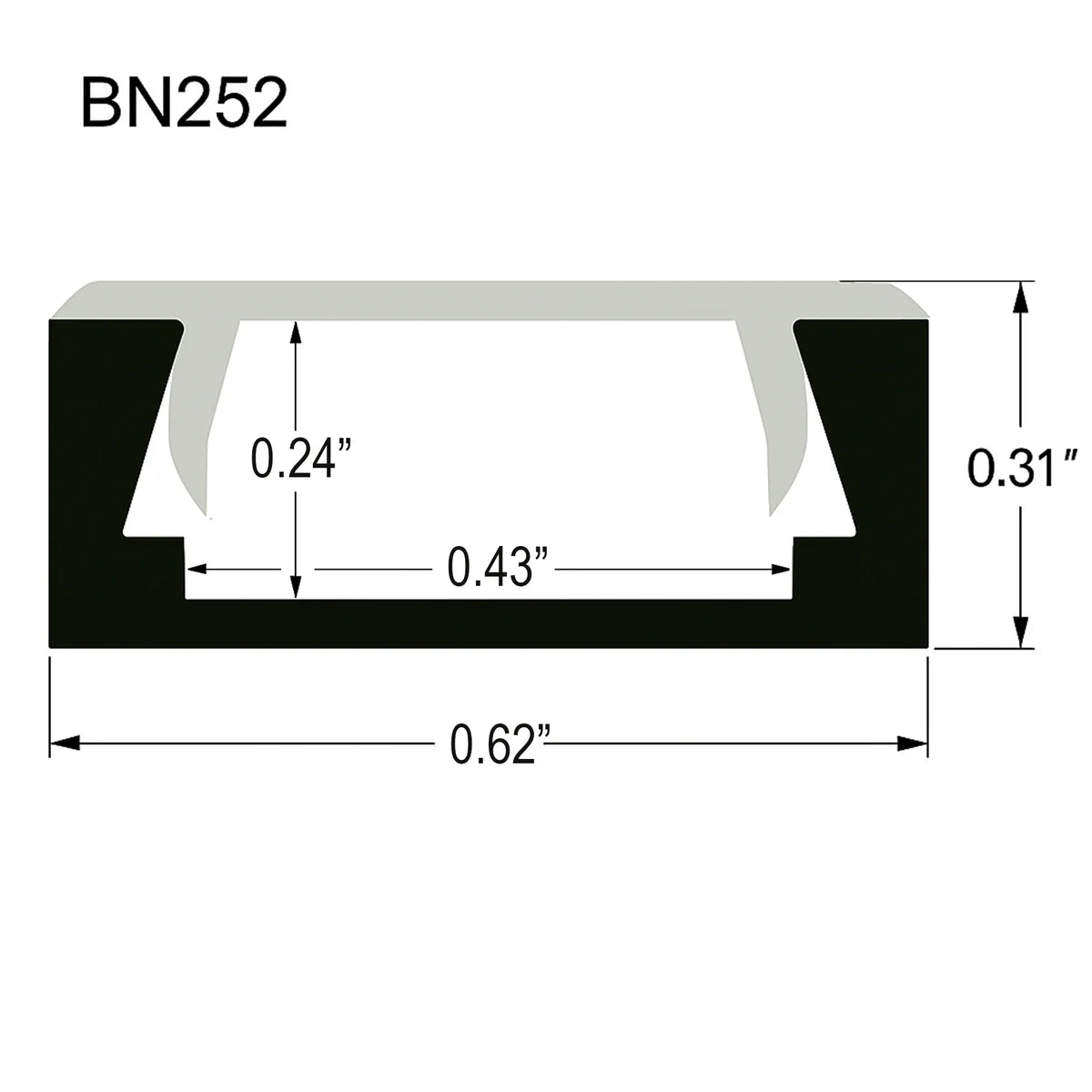 8 ft Aluminum LED Strip Light Channel - 10 Pack BN252 Rectangular Surface Mount for 0.43
