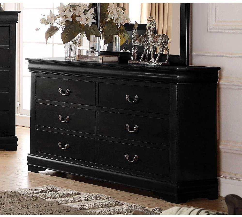 6 Drawer Dresser - Harper&Bright Designs Solid Wood Storage Chest for Bedroom, Hallway, Entryway, Closet & Office - Black - Perfect for Organizing Clothes, Linens & Home Essentials