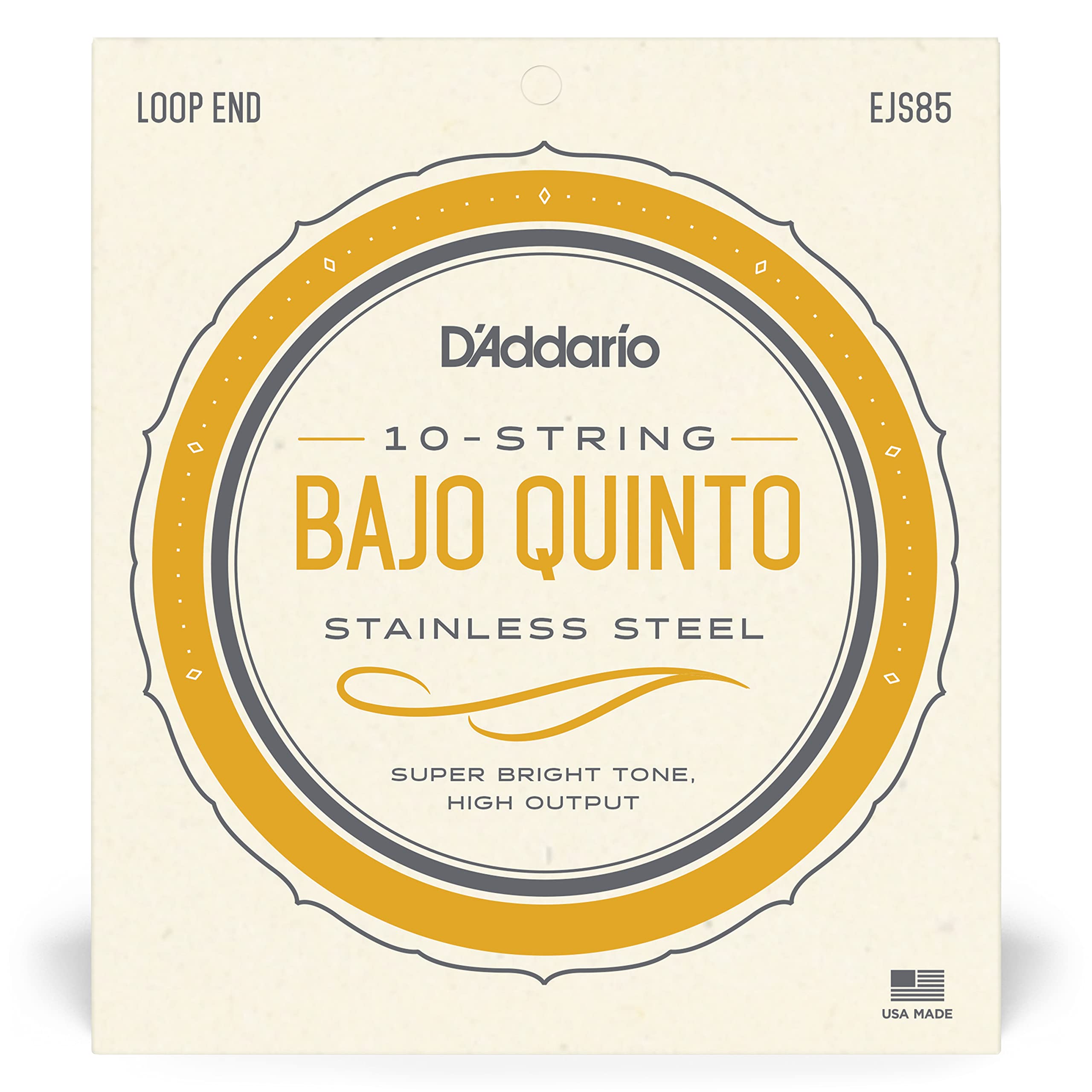 D'Addario EJS85 Bajo Quinto Stainless Steel Guitar Strings - Premium Strings for Bajo Quinto & Mexican Folk Music - Perfect for Performances & Recording