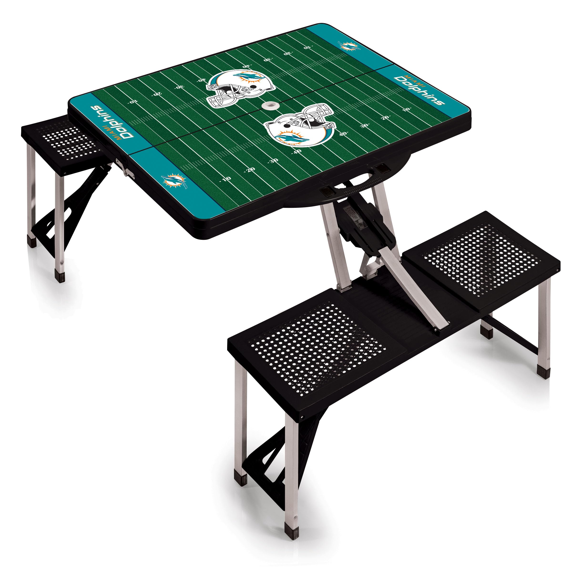 PICNIC TIME NFL Portable Folding Picnic Table with Seats & Umbrella - Perfect for Tailgating, Camping, Beach & Outdoor Gatherings