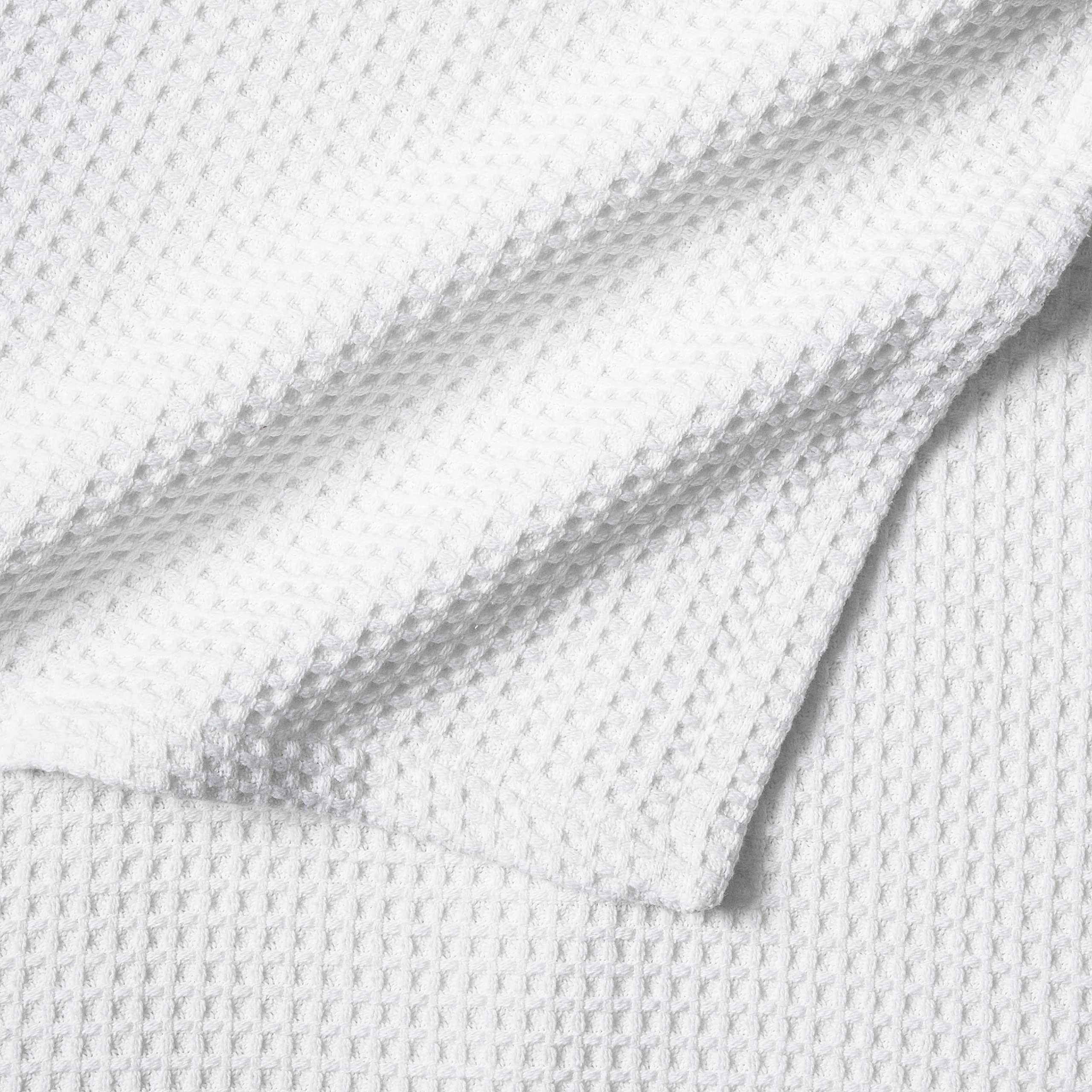 Vera Wang Queen Blanket - Luxury 100% Cotton Waffle Weave Bedding Set | Ultra Soft & Breathable | Perfect for Master Bedroom, Guest Room & Cozy Home Decor (White, Queen Size)