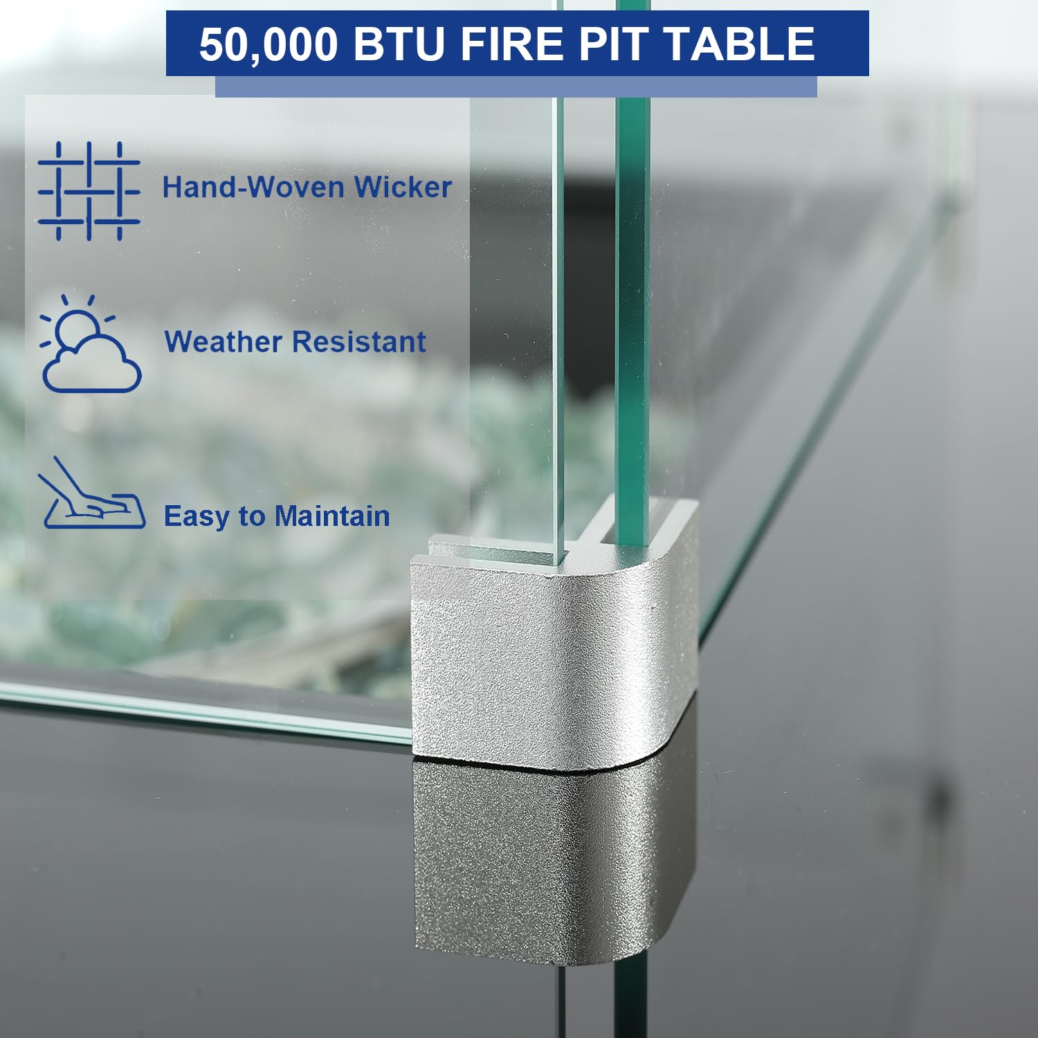 50,000 BTU Propane Fire Pit Table for Outdoor - Steel Fire Pit with Lid, Fire Glass & Hideaway Tank Holder - Perfect for Patio, Garden & Backyard Parties (Dark Brown)
