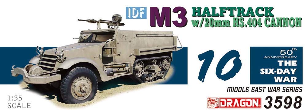 1/35 Scale IDF M3 Halftrack with 20mm Hispano-Suiza HS.404 Cannon - Dragon Models Military Vehicle Building Kit for Collectors & Hobbyists - Perfect for WWII Dioramas & Scale Modeling Projects