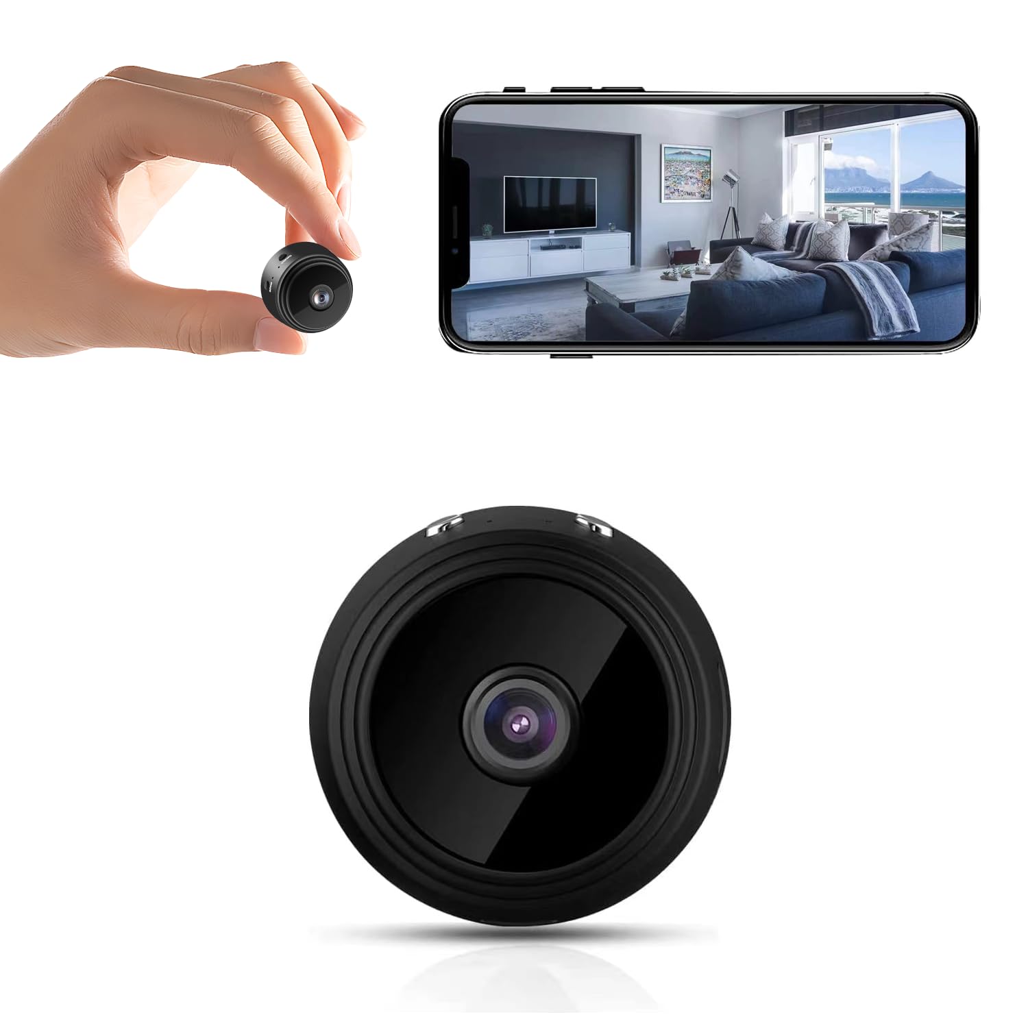 1080P HD WiFi Hidden Security Camera - Mini Spy Camera with Motion Detection & Night Vision - Wireless Nanny Cam, Car Surveillance Camera for Home, Office, and Vehicle Monitoring