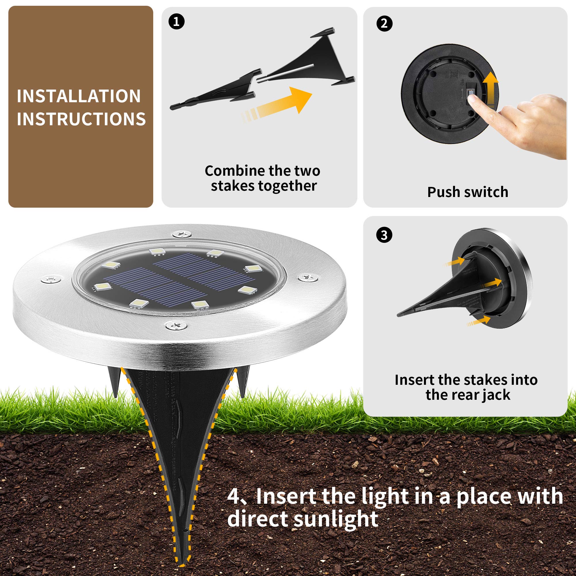 SOLPEX 24 Pack Solar Lights Outdoor Waterproof - LED Garden Landscape Lighting for Yard, Deck, Lawn, Patio, Pathway & Walkway | Perfect for Backyard, Driveway & Outdoor Decor (White)