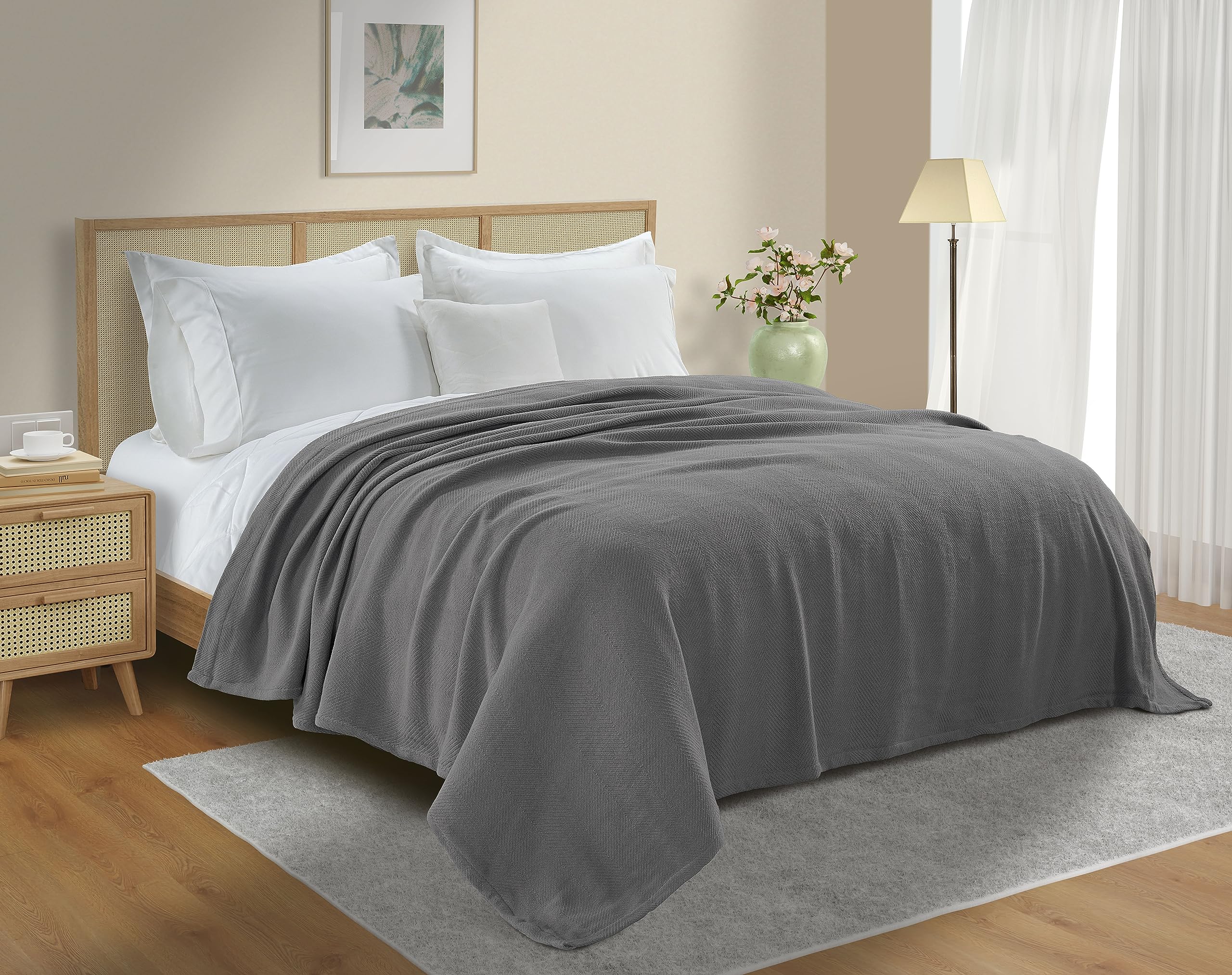 Premium 100% Long Staple Cotton Twin Blanket - Luxury 90