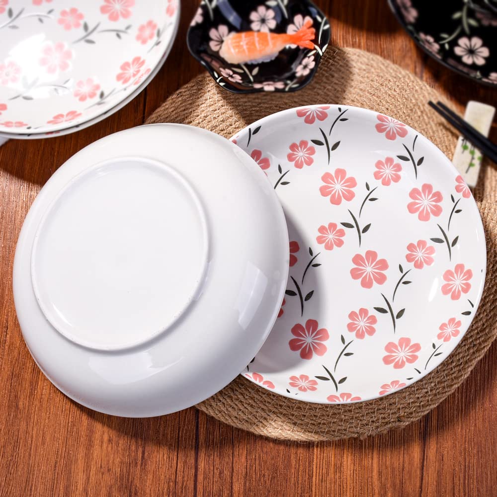 Premium Japanese Ceramic Dinner Plates Set of 4 - Elegant Porcelain Plates for Serving Pasta, Snacks, Chicken Wings - Dishwasher Safe White Tableware - Perfect for Family Dinners, Parties & Restaurant Use