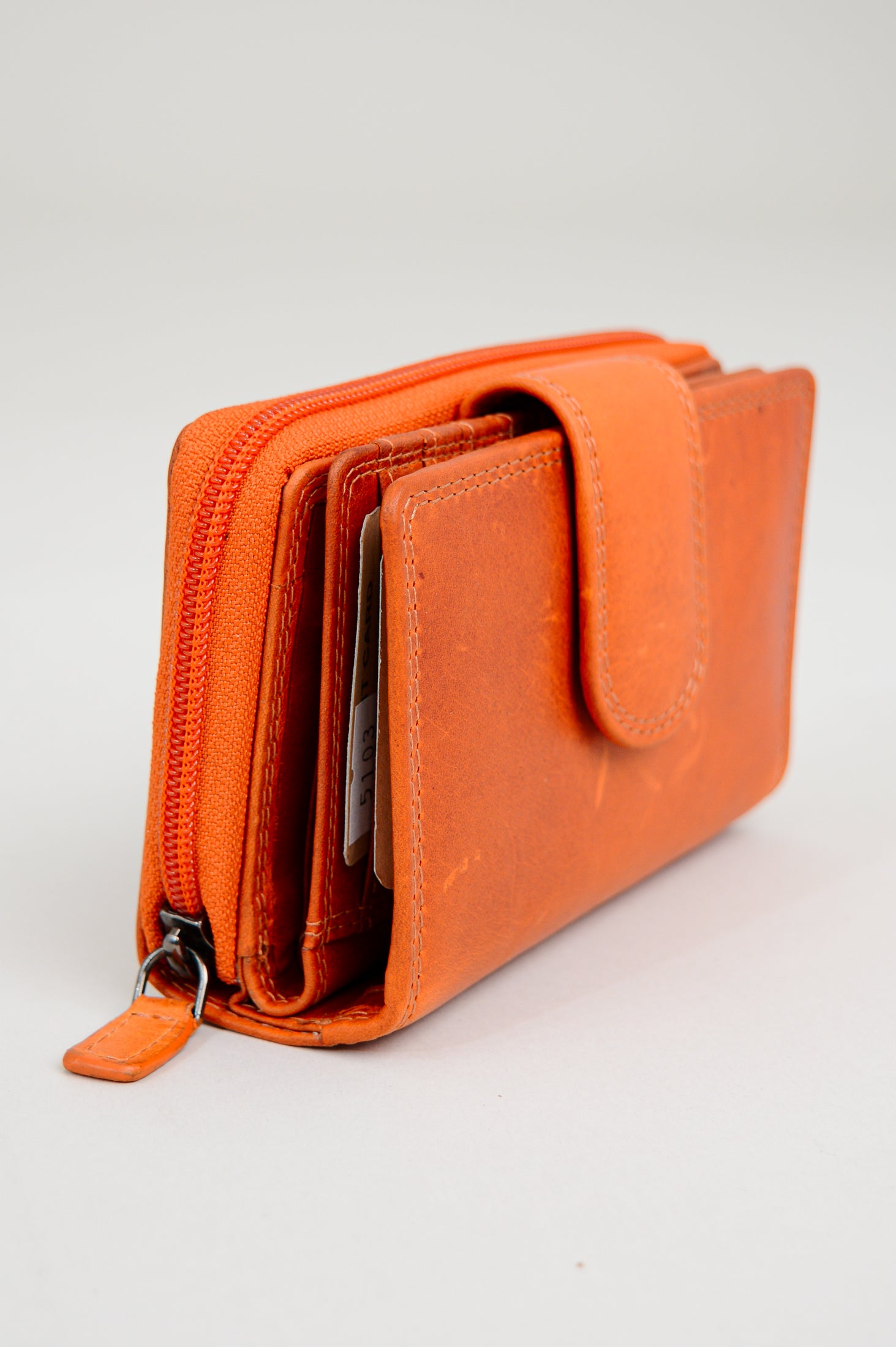 Adrian Klis 5103 Genuine Leather Women's Wallet - Orange, Slim RFID Blocking Bifold Wallet for Everyday Use, Travel & Gift Giving