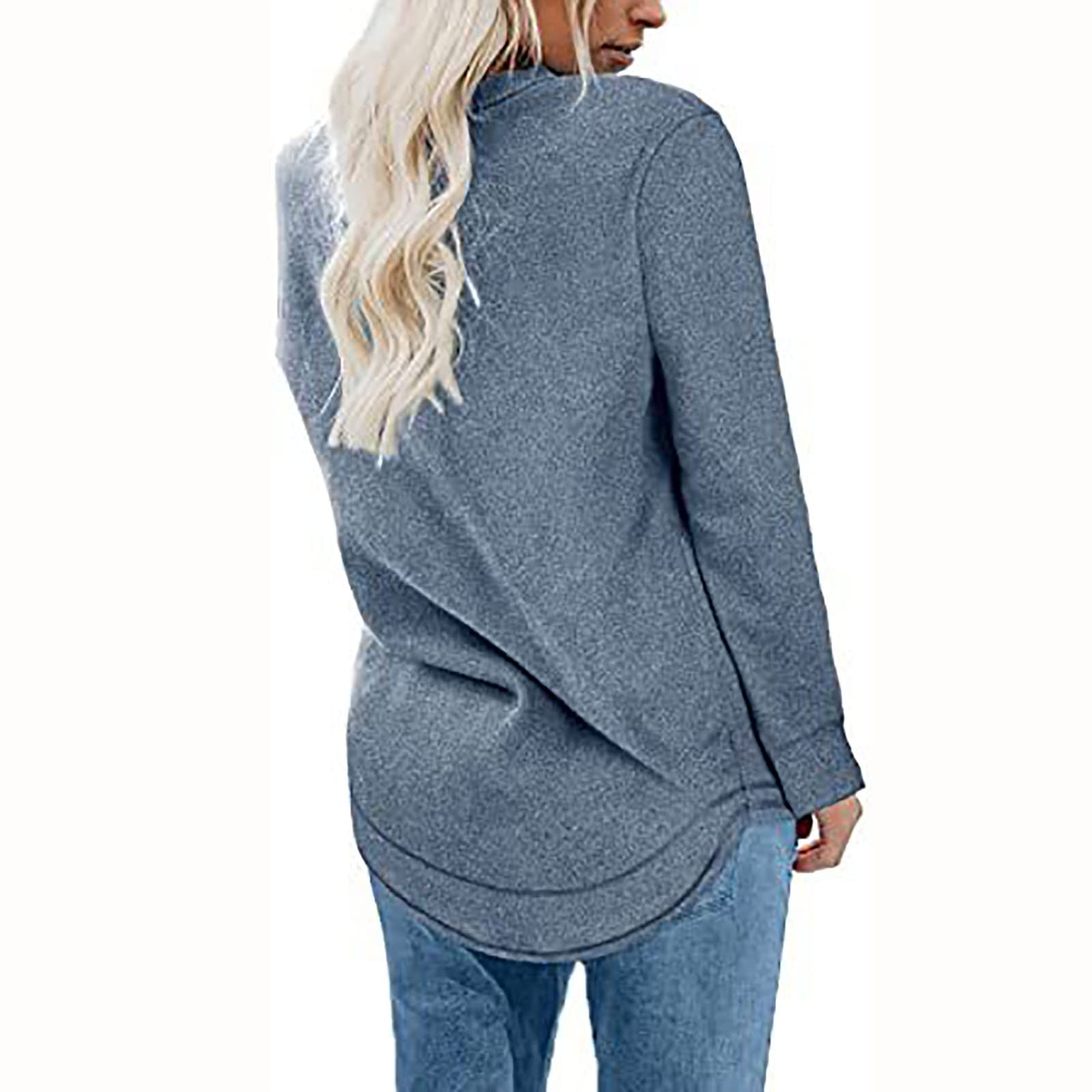 PBNBP Women's Fall Fashion Tops - Long Sleeve Crewneck Tunic Sweatshirts for Leggings | Soft Casual Shirts with Curved Hem | Perfect for Office, Weekend & Layering Outfits