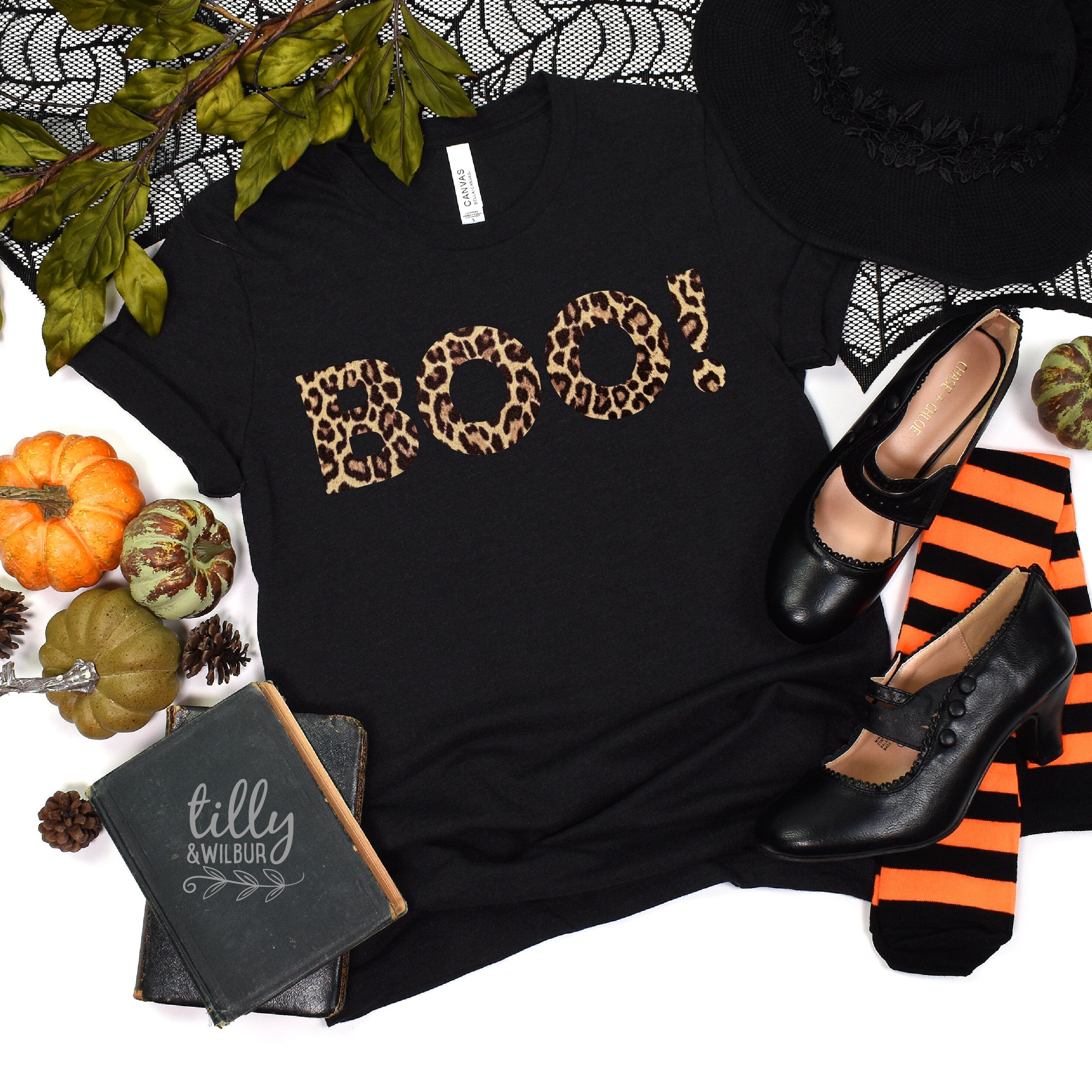 Boo! Leopard Print T-Shirt for Women & Men | Multiple Colors & Sizes Available | Casual Wear, Halloween Costume, Party Outfit