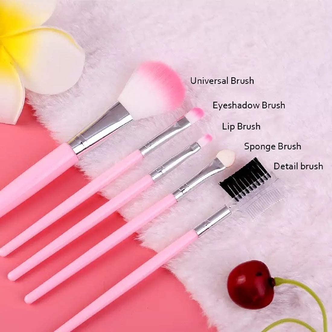 GOLD MAX Pink Makeup Brushes & Blender for Women - Wedding, Travel, Office Use