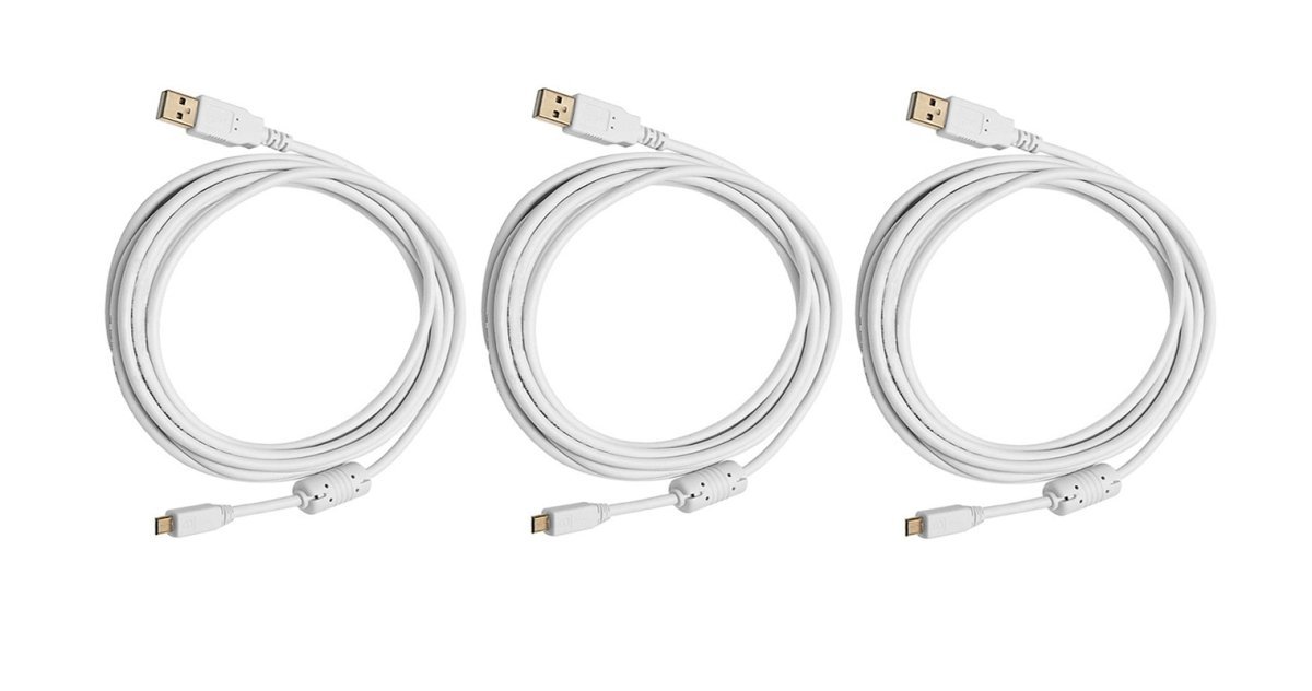 3 Pack 6ft USB 2.0 A Male to Micro B 5-Pin Charging Cable - 28/24AWG with Ferrite Core - White | Fast Charging Cord for Smartphones, Tablets, Kindle, PS4 Controllers & More