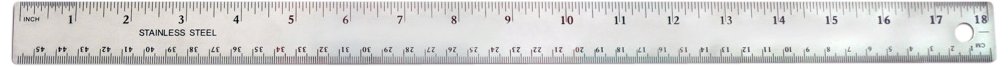 18-Inch Stainless Steel Ruler with Cork Backing - 45cm Metal Straight Edge Measuring Tool for Office, School & DIY Projects (Silver, TPG-158)