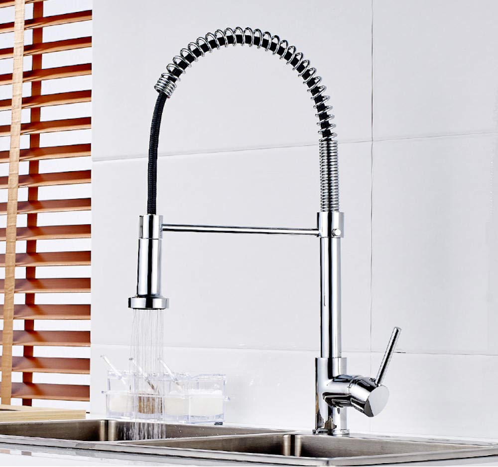 **Deck Mounted Single Hole Pull Out Kitchen Faucet - Chrome Finish Sink Mixer Tap with Handle | Perfect for Modern Kitchens & Easy Dishwashing**