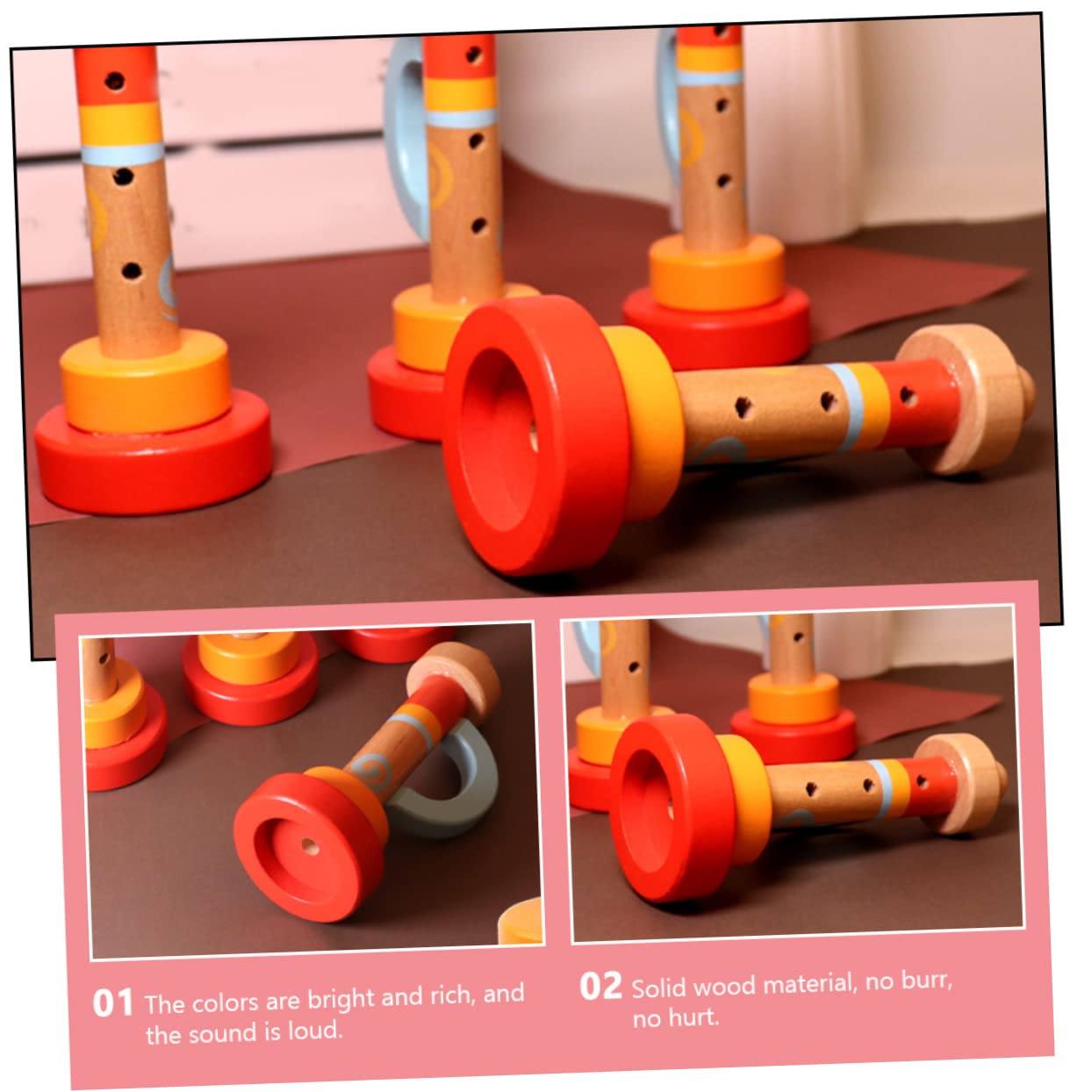 WESIEVYA Wooden Trumpet Toy for Babies & Toddlers - Educational Musical Instrument, Mini Trumpet for Kids - Perfect for Early Learning, Music Play & Pretend Band Performances