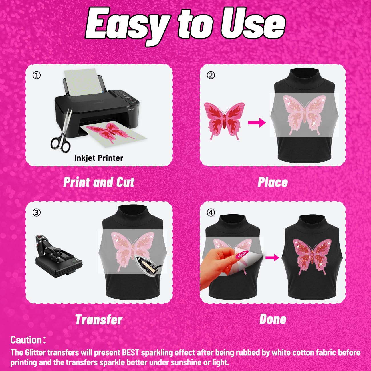 Pinkie Heat Transfer Paper for Inkjet Printers - 20 Sheets (8.5x11