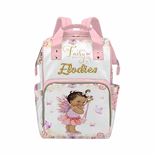 **Custom Personalized Name Diaper Bag - African American Fairy Angel Design Baby Girl Backpack for Travel, Daycare & Outings**