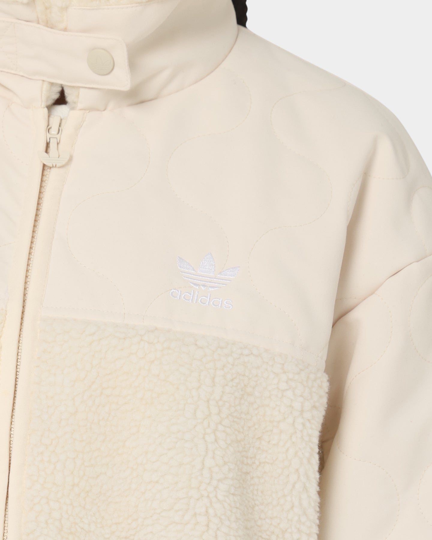 Adidas Women's Sherpa Jacket - Cozy Fleece-Lined Winter Coat, Wonder White - Perfect for Outdoor Activities & Casual Wear