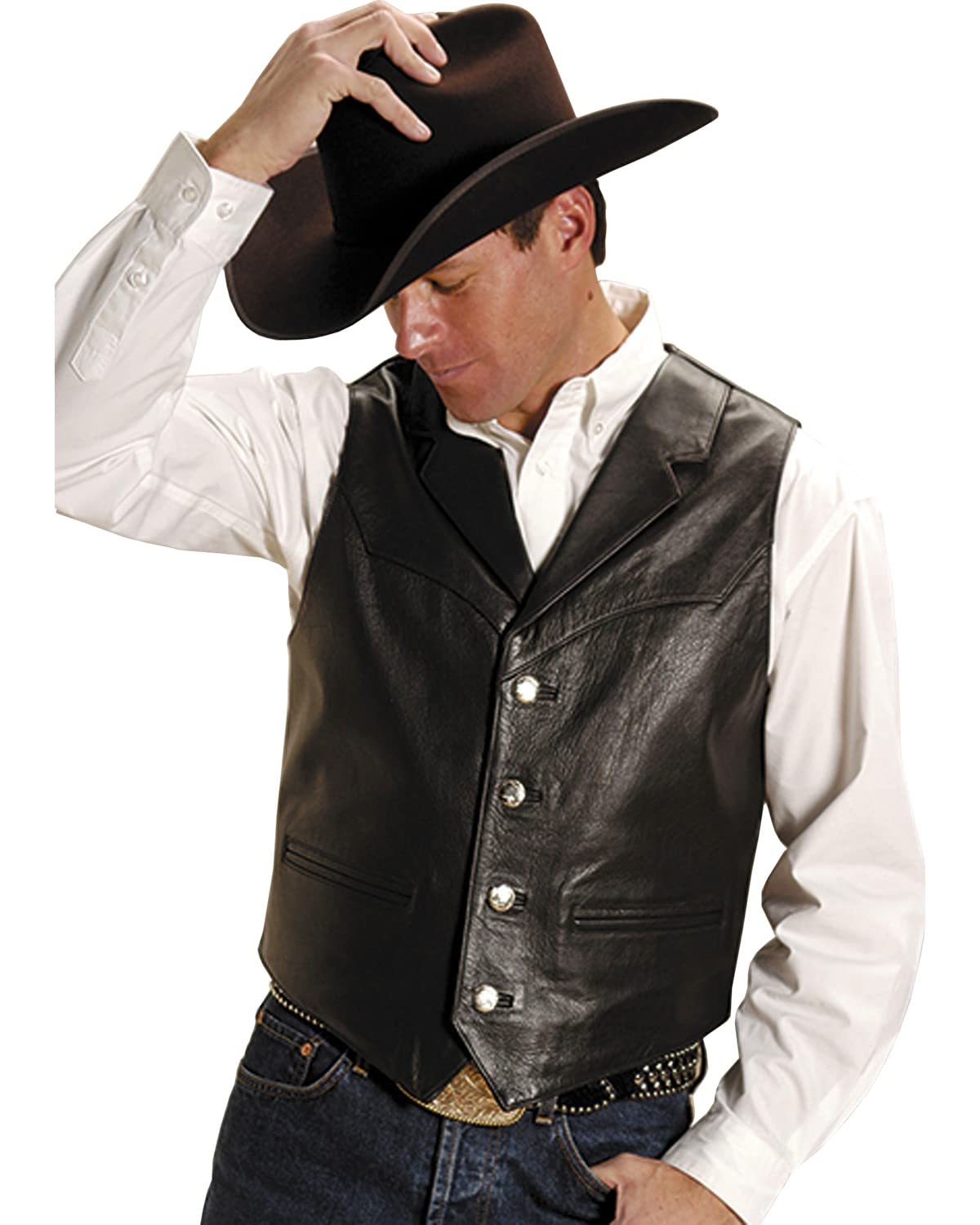 Roper Men's Nappa Notched Collar Leather Vest for Big & Tall - Stylish Layering Piece for Casual Outfits & Outdoor Adventures