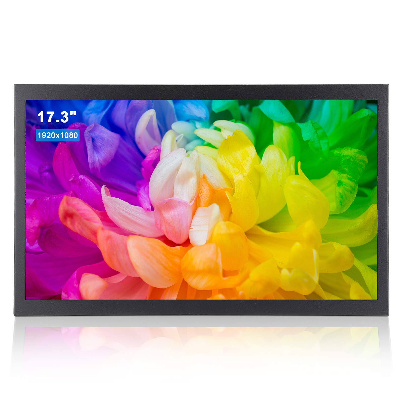 17.3 Inch Bewinner Portable Touchscreen Monitor - Full HD 1920x1080 TFT Display with HDMI/VGA/USB Ports - Metal Industrial External Screen for Laptop, PC, CCTV - Perfect for Gaming, Office Work & Security Surveillance