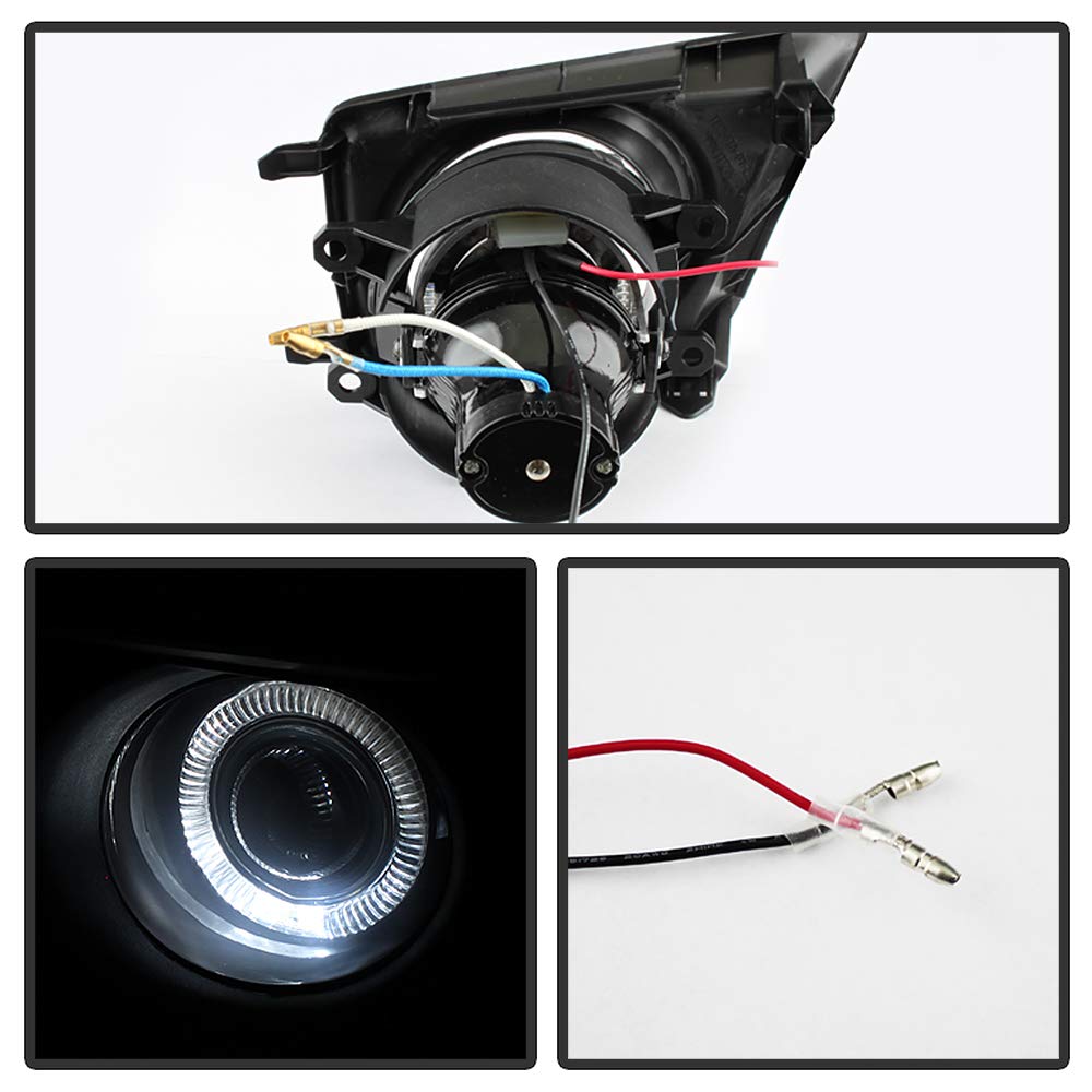 ACANII LED Halo Projector Fog Lights Kit - Smoked Lens for 2012-2015 Toyota Tacoma Pickup Truck (Driver & Passenger Side) | Durable Fog Lamps Assembly for Off-Road Driving, Night Visibility & Bad Weather Conditions