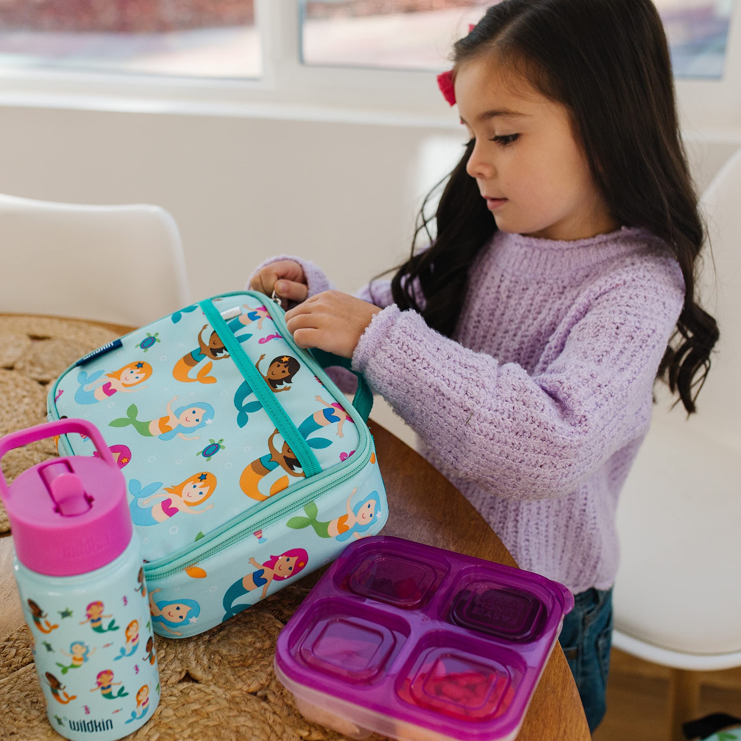 Wildkin Kids Insulated Lunch Box - Leak Proof Reusable Lunch Bag for School, Picnic & Travel - Mermaid Design - Perfect for School Lunches, Beach Trips & Outdoor Adventures