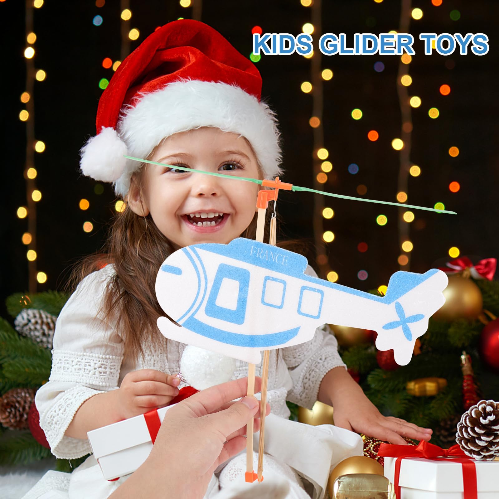 5pcs Rubber Band Powered Helicopter Toys - Outdoor Flying Glider Airplane for Kids, Fun STEM Aircraft Toy Set for Boys & Girls - Perfect for Backyard Play, Birthday Gifts, and Outdoor Activities