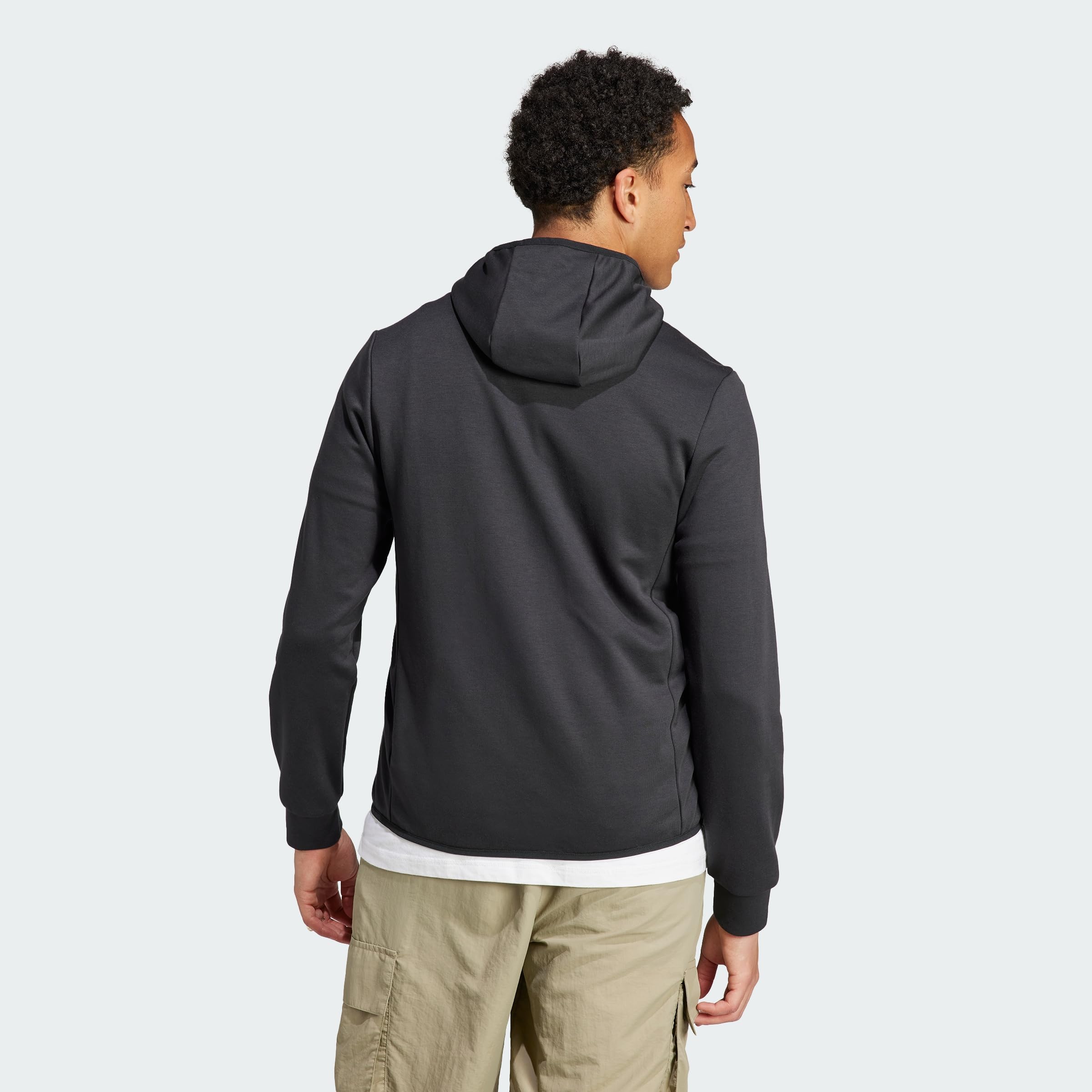 adidas Men's Essentials Hybrid Down Hooded Jacket - Lightweight Warm Winter Coat for Running, Hiking & Outdoor Activities