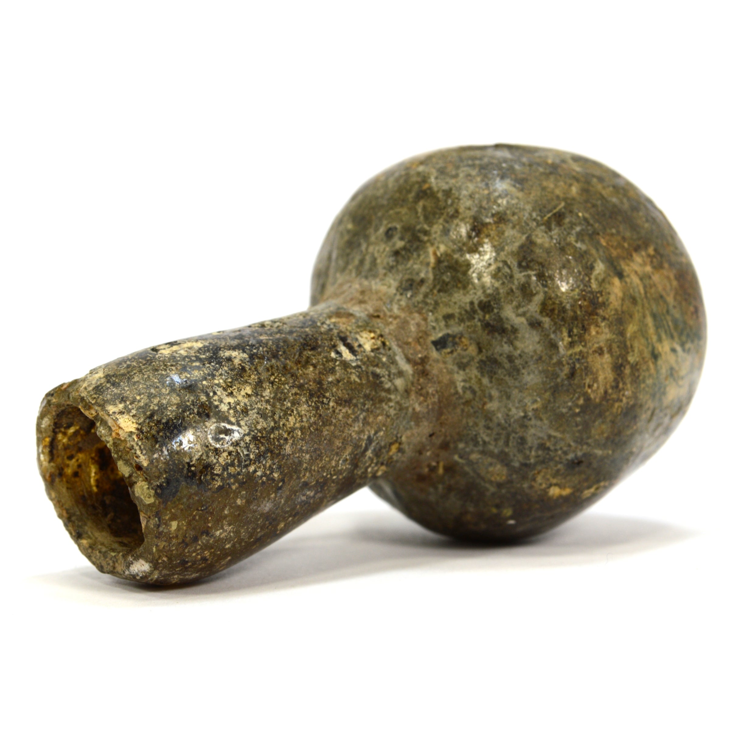Ancient Roman Free-Blown Glass Flask Bottle Vessel 3.25