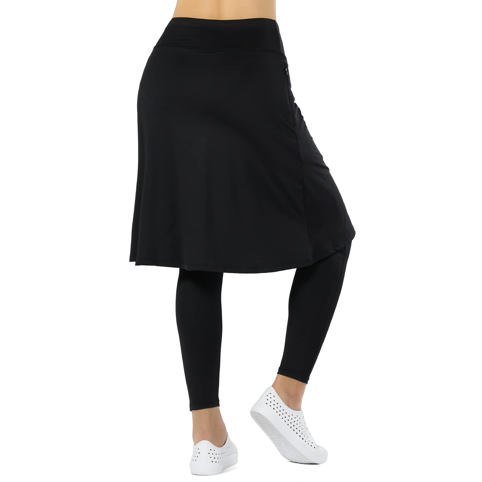 Women's Athletic Knee-Length Skorts with Built-in Leggings - Comfortable & Stylish Skirted Leggings for Running, Yoga & Workout