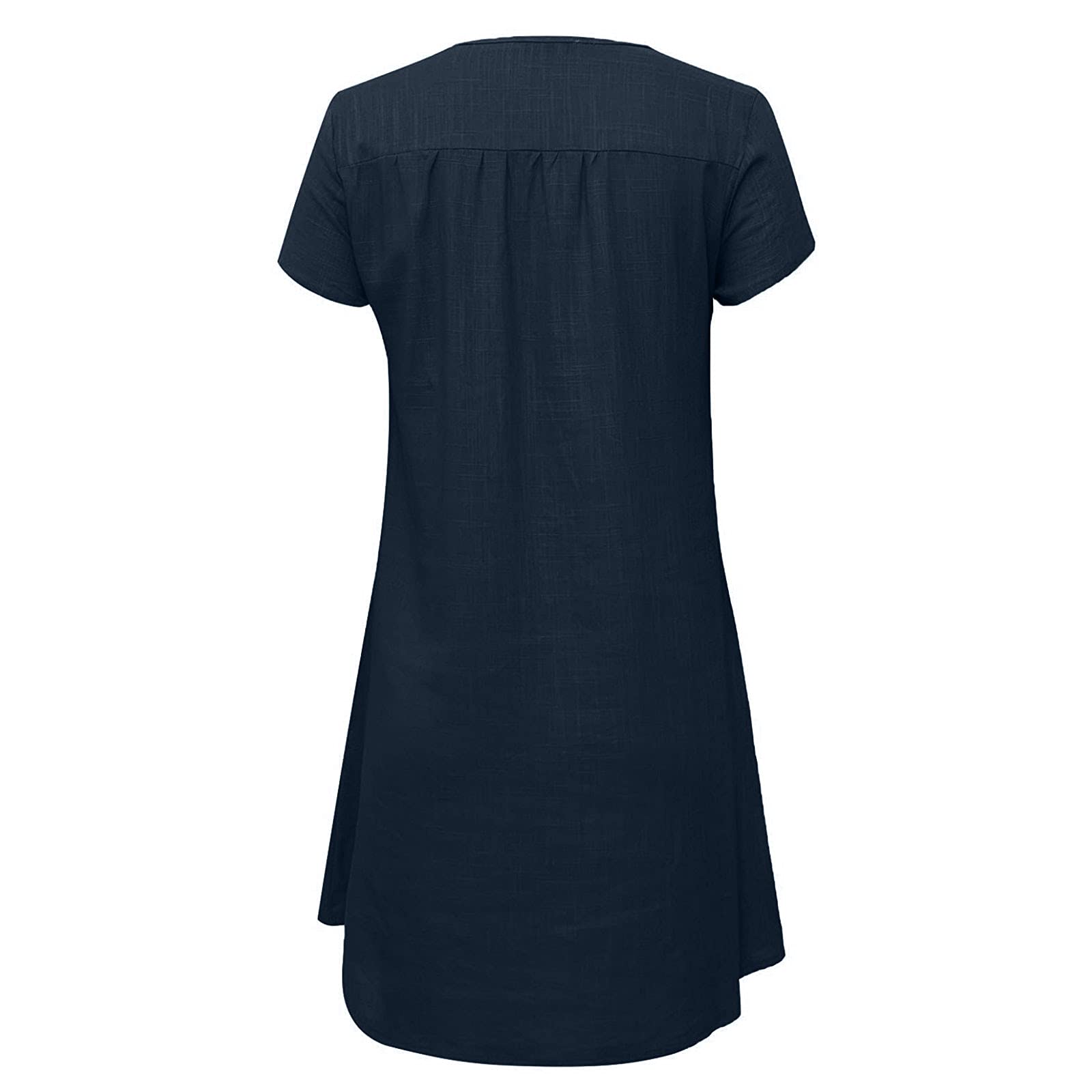 NaRHbrg Women's Linen Tunic Dress - V-Neck Loose Fit Midi Sundress for Beach Vacation, Plus Size Casual Shift Dress | Perfect for Summer Outings, Travel & Boho Style