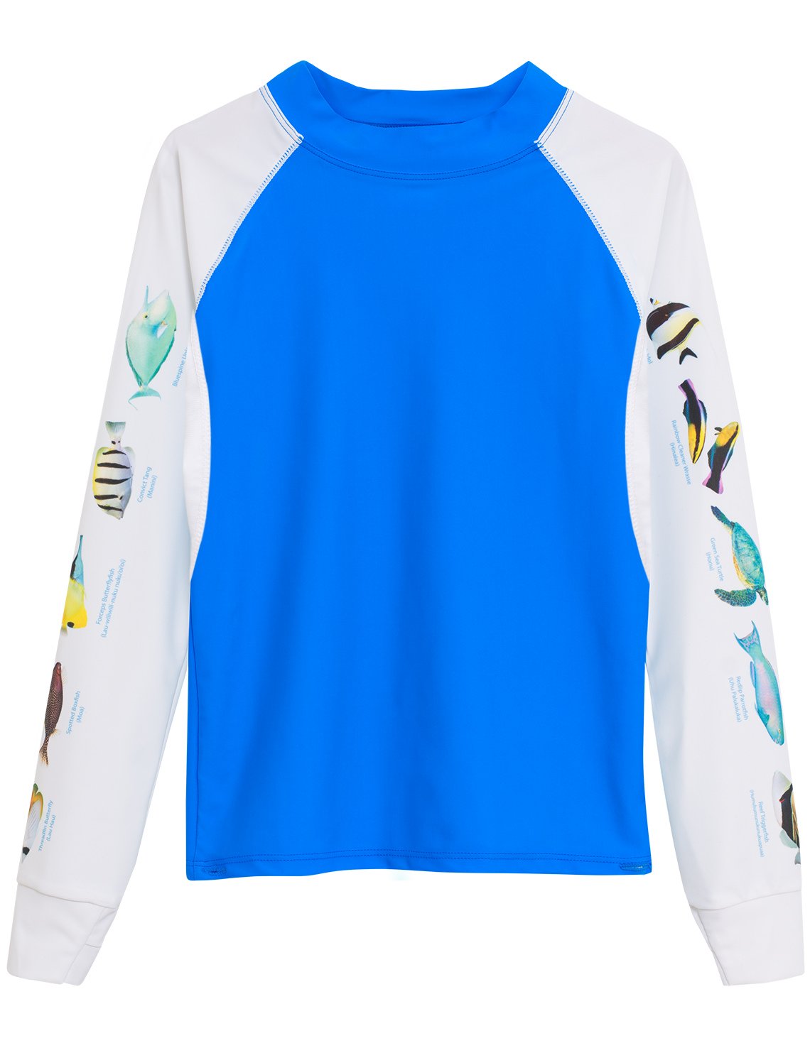 Tuga Men's Snorkel Rash Guard UPF 50+ Sun Protection Swim Shirt with Hawaii Fish Print - Made in USA - Perfect for Snorkeling, Beach Swimming & Water Sports