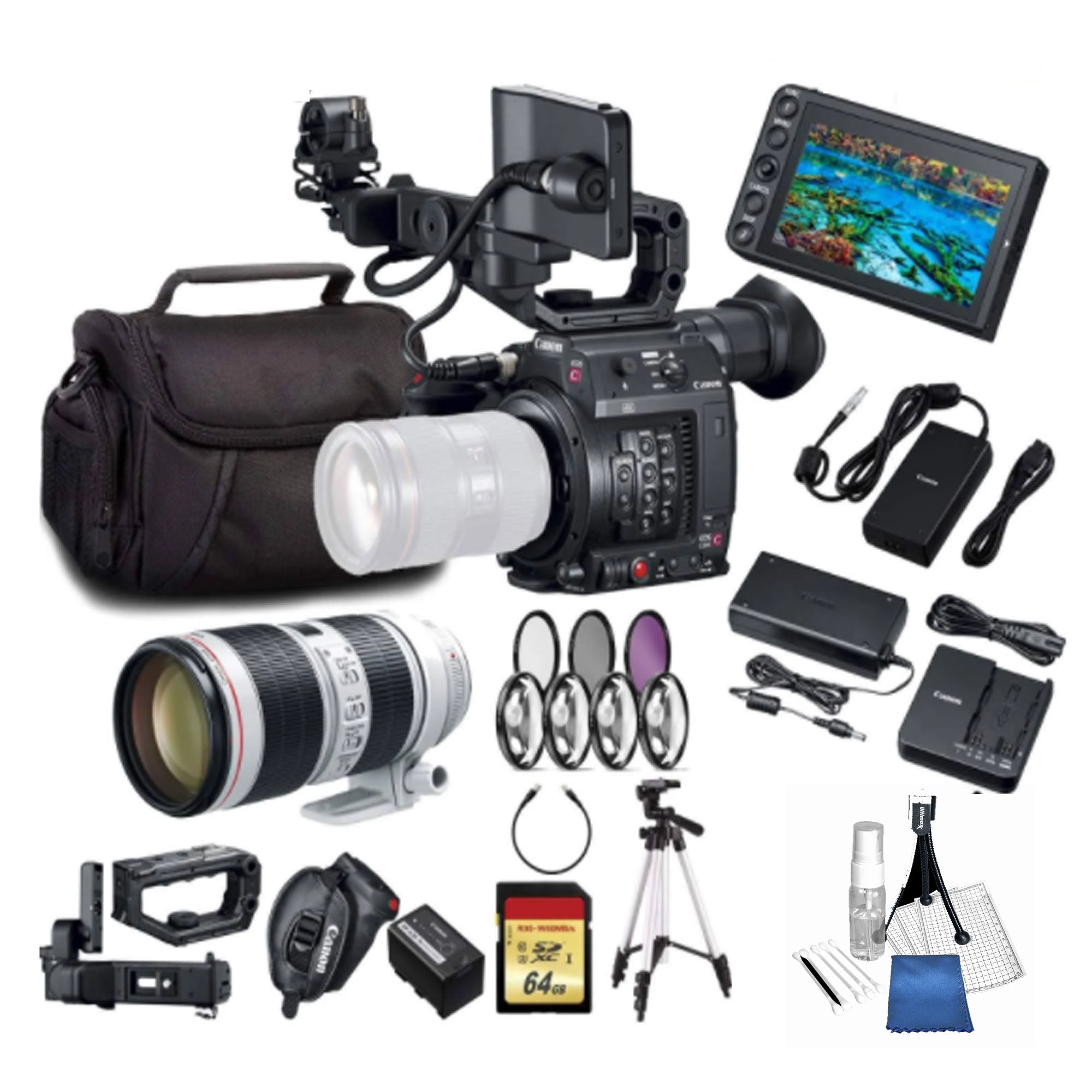 Canon EOS C200 Cinema Camera with EF Mount & EF 70-200mm Lens Kit - 64GB SD Card, Accessories Bundle for Professional Filmmaking, Documentary and Wedding Videography