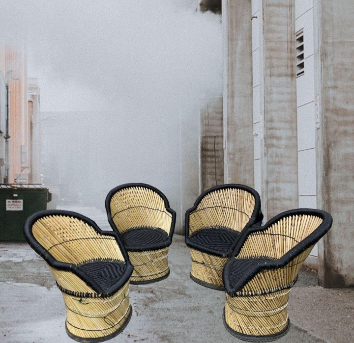 Premium Handmade Bamboo Black XL Chairs with Armrests - 4-Piece Furniture Set BMC002 | Eco-Friendly Outdoor & Indoor Dining, Patio, Garden, Living Room Decor